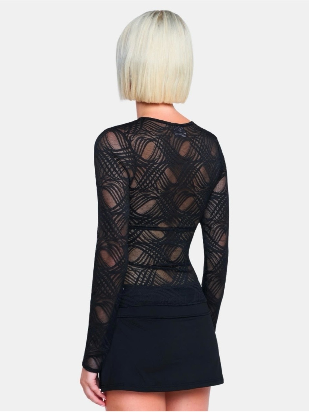 OW Collection Lexi Black Long Sleeve Lace Blouse Top NWT Size M - Picture 7 of 16